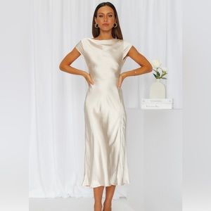 HELLO MOLLY GET IN FORMATION MIDI DRESS CHAMPAGNE (L)